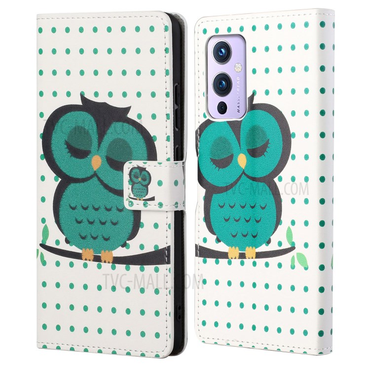 Wallet Design Full Protection Pattern Printing Leather Protective Case with Stand for OnePlus 9R - Single Owl-1