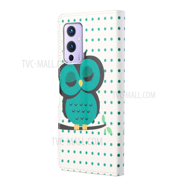 Wallet Design Full Protection Pattern Printing Leather Protective Case with Stand for OnePlus 9R - Single Owl-4