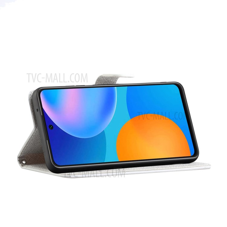 New 3D Cross Texture Pattern Printing Leather Phone Case for OnePlus 9R Wallet Stand Shell - Flower-3