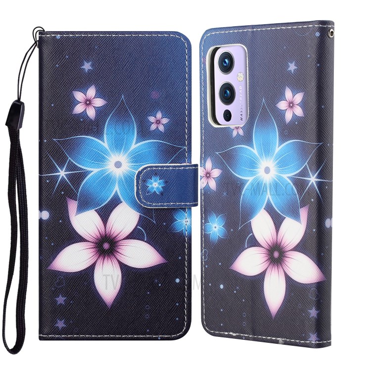 New Pattern Printing Cross Texture Leather Wallet Stand Case for OnePlus 9 (EU / US Version) - Flower-1