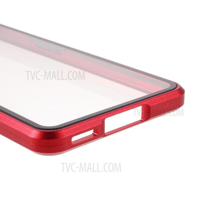 Volles Abdeckung Magnetic Metallrahmen + Zweiseitiges Gehärtetes Glaszellengehäuse Für OnePlus 9 (EU / US Version) - Rot-4
