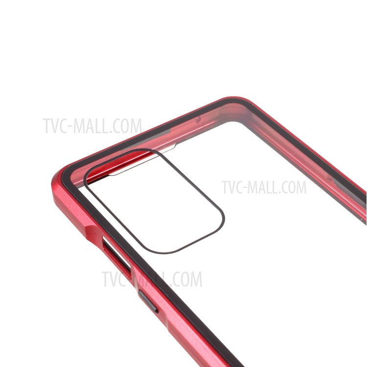 Volles Abdeckung Magnetic Metallrahmen + Zweiseitiges Gehärtetes Glaszellengehäuse Für OnePlus 9 (EU / US Version) - Rot-5