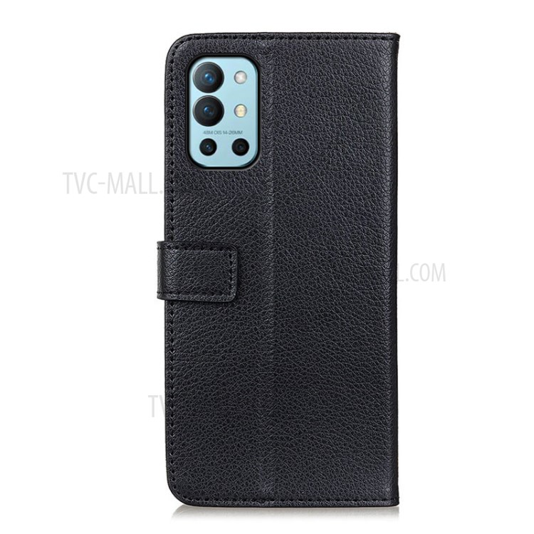 Litchi Skin Wallet Flip Stand Leather Protection Case Cover for OnePlus 9R - Black-3