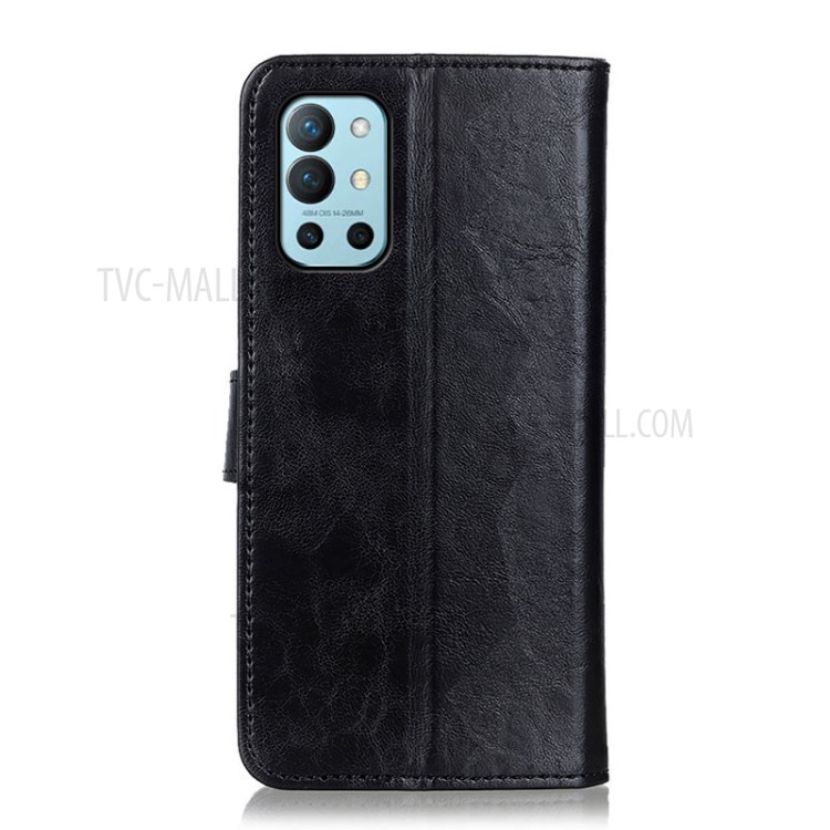 Tri-Color Braid Design Wallet Stand Leather Mobile Phone Case for OnePlus 9R - Black-3