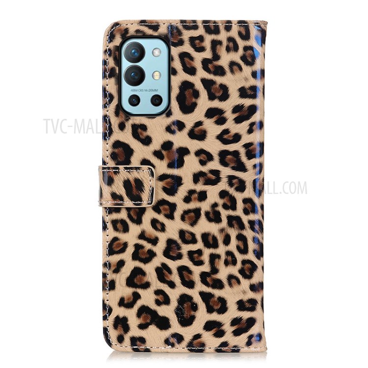 Leopard Print Design Wallet Stand Phone Full-Protection Cover Case for OnePlus 9R-3
