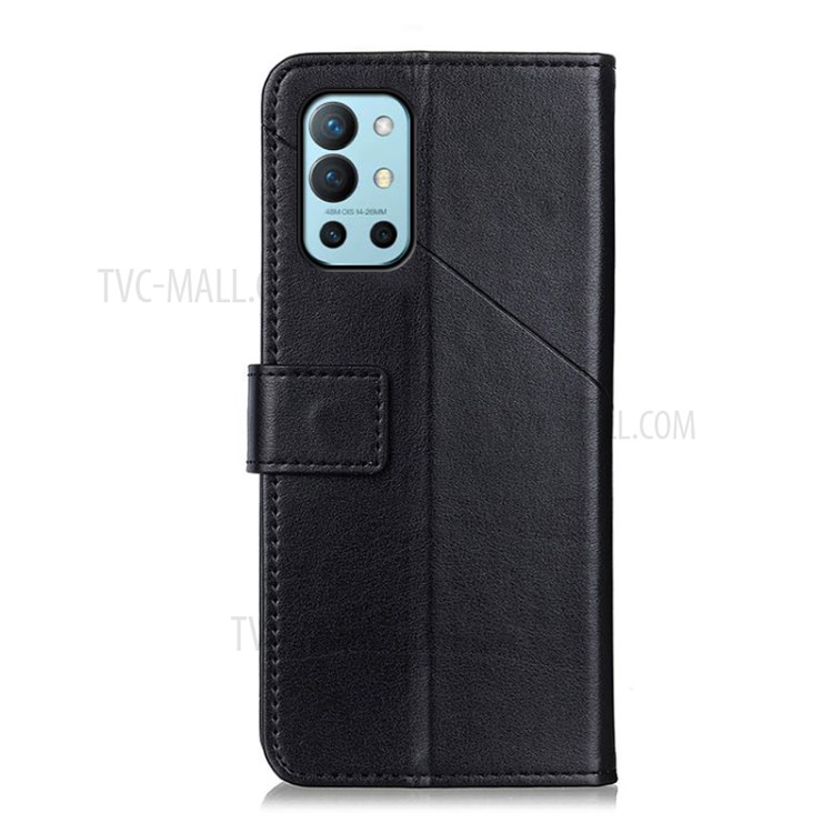 Full-Protection Magnetic Clasp Wallet Leather Cover Case for OnePlus 9R with Supporting Stand - Black-3