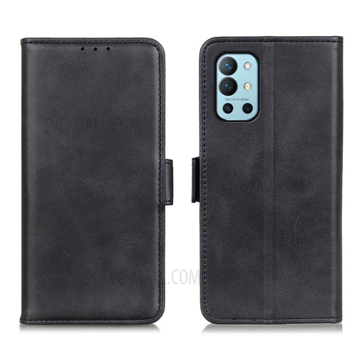 Magnetic Clasp Design Wallet Leather Case Supporting Stand Shell for OnePlus 9R - Black-1
