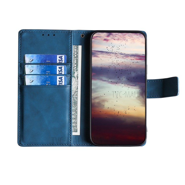 Quality Leather Crocodile Texture Design Stand Wallet Case for OnePlus 9 Pro - Blue-4