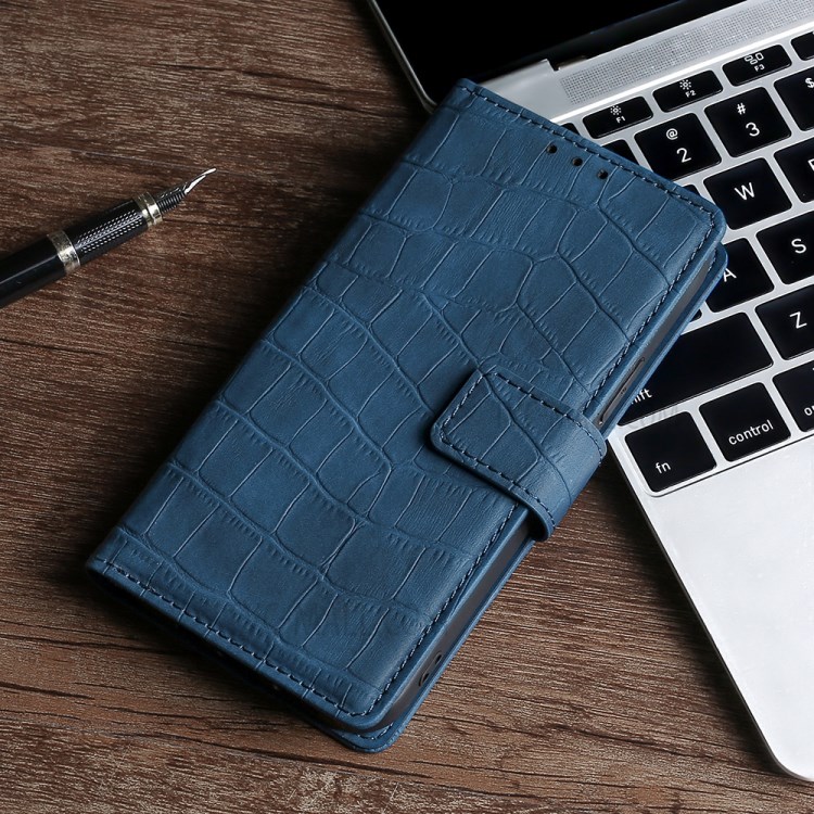 Quality Leather Crocodile Texture Design Stand Wallet Case for OnePlus 9 Pro - Blue-6