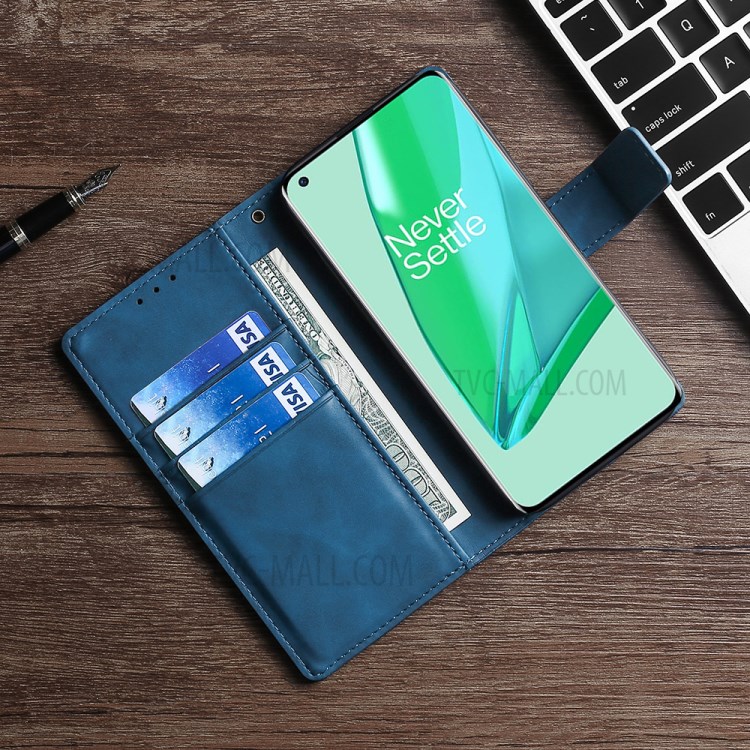 Quality Leather Crocodile Texture Design Stand Wallet Case for OnePlus 9 Pro - Blue-8