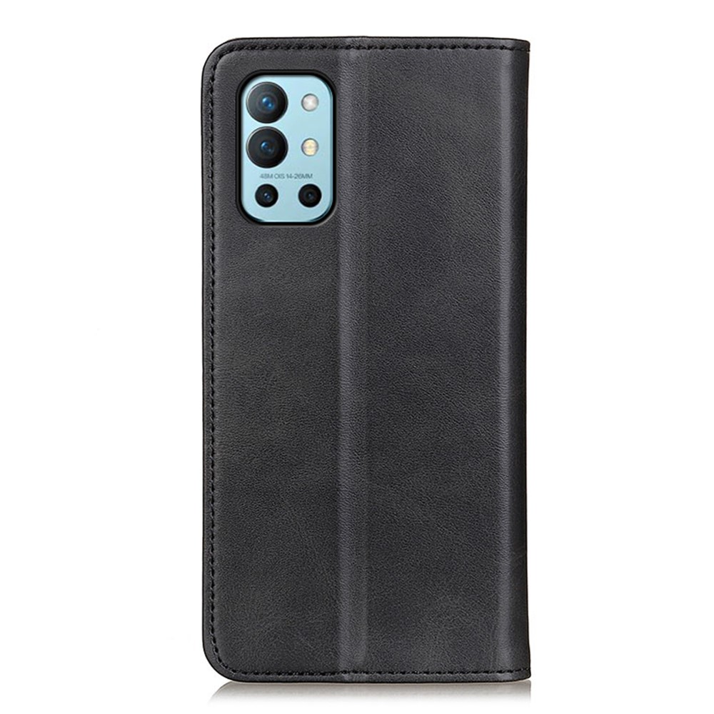 Magnetic Closure Split Leather Wallet Stand Phone Cover for OnePlus 9R Case - Black-3
