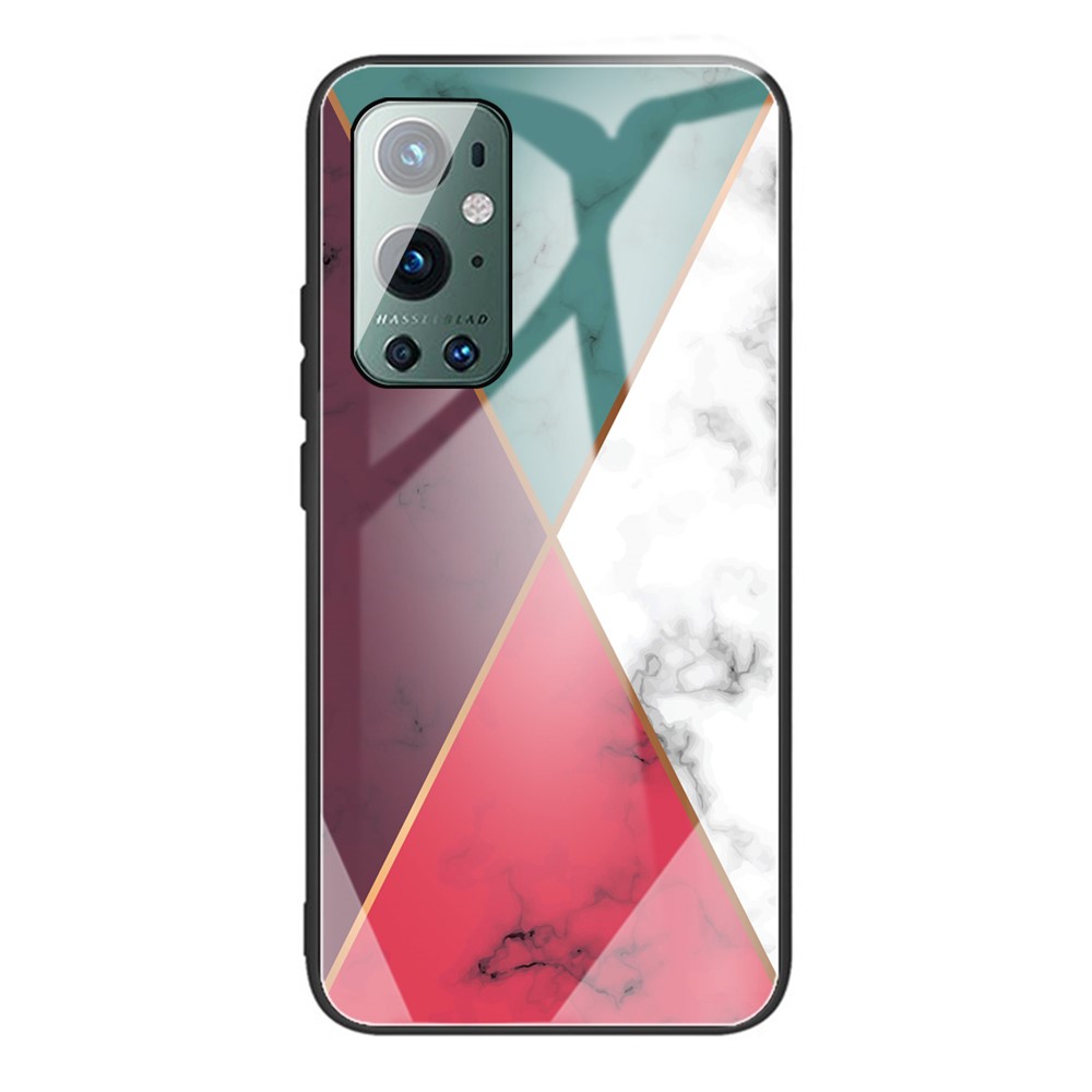 Marble Pattern Printing Tempered Glass Back + TPU Hybrid Phone Case Shell for OnePlus 9 Pro - Style A-1