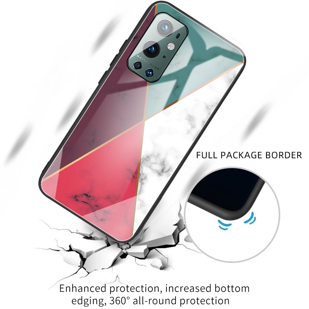 Marble Pattern Printing Tempered Glass Back + TPU Hybrid Phone Case Shell for OnePlus 9 Pro - Style A-2