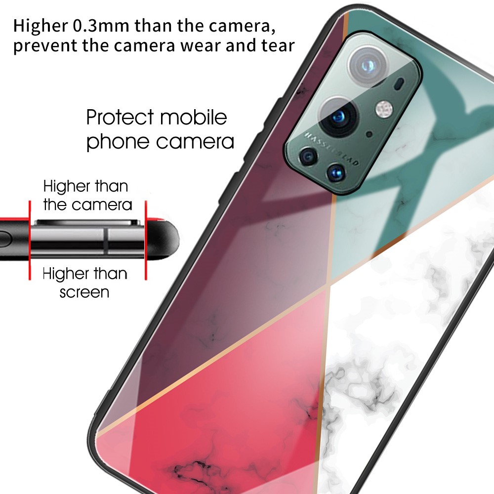 Marble Pattern Printing Tempered Glass Back + TPU Hybrid Phone Case Shell for OnePlus 9 Pro - Style A-3