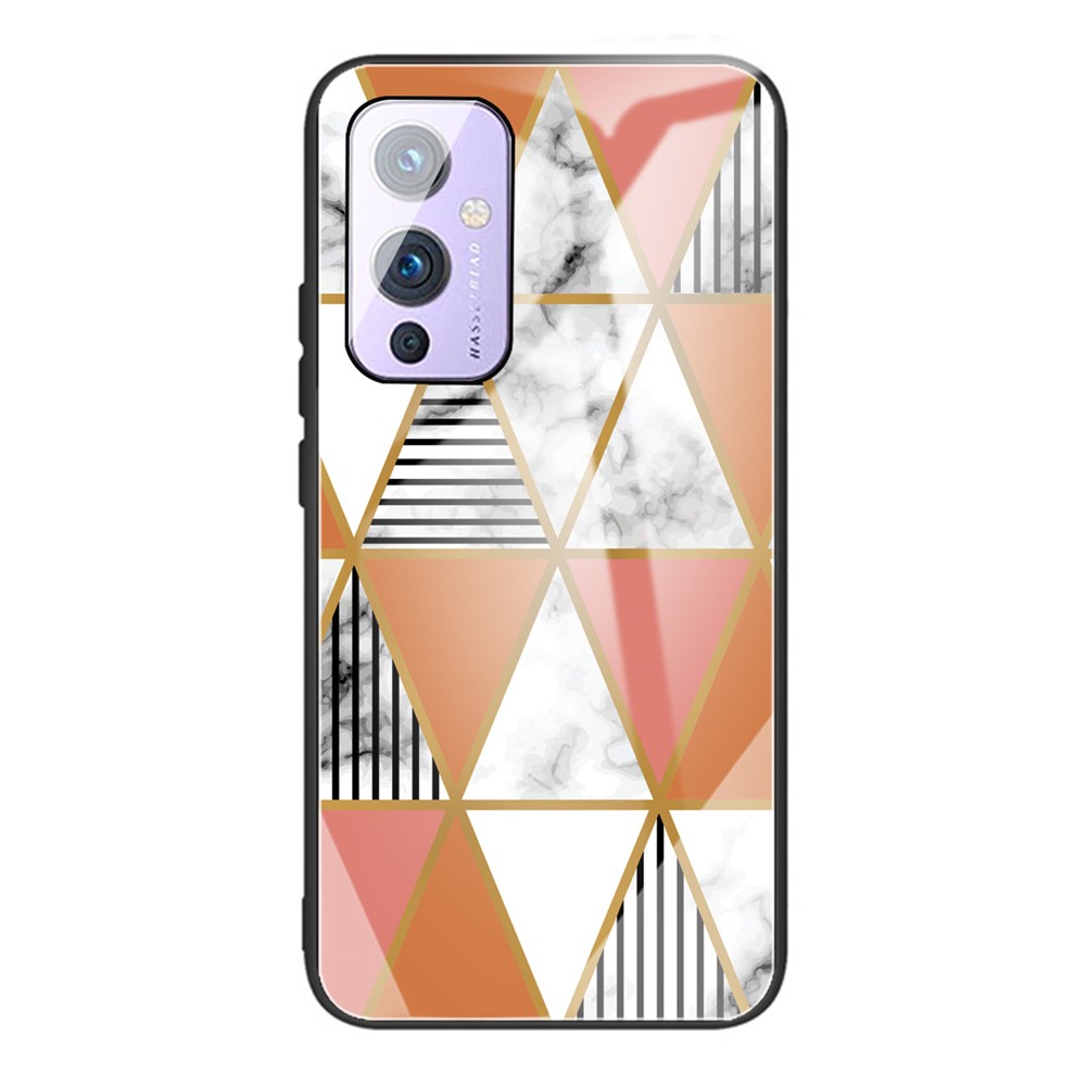 Tempered Glass + TPU Combo Marble Pattern Phone Case Back Cover for OnePlus 9 (EU / US Version) - Style A-1
