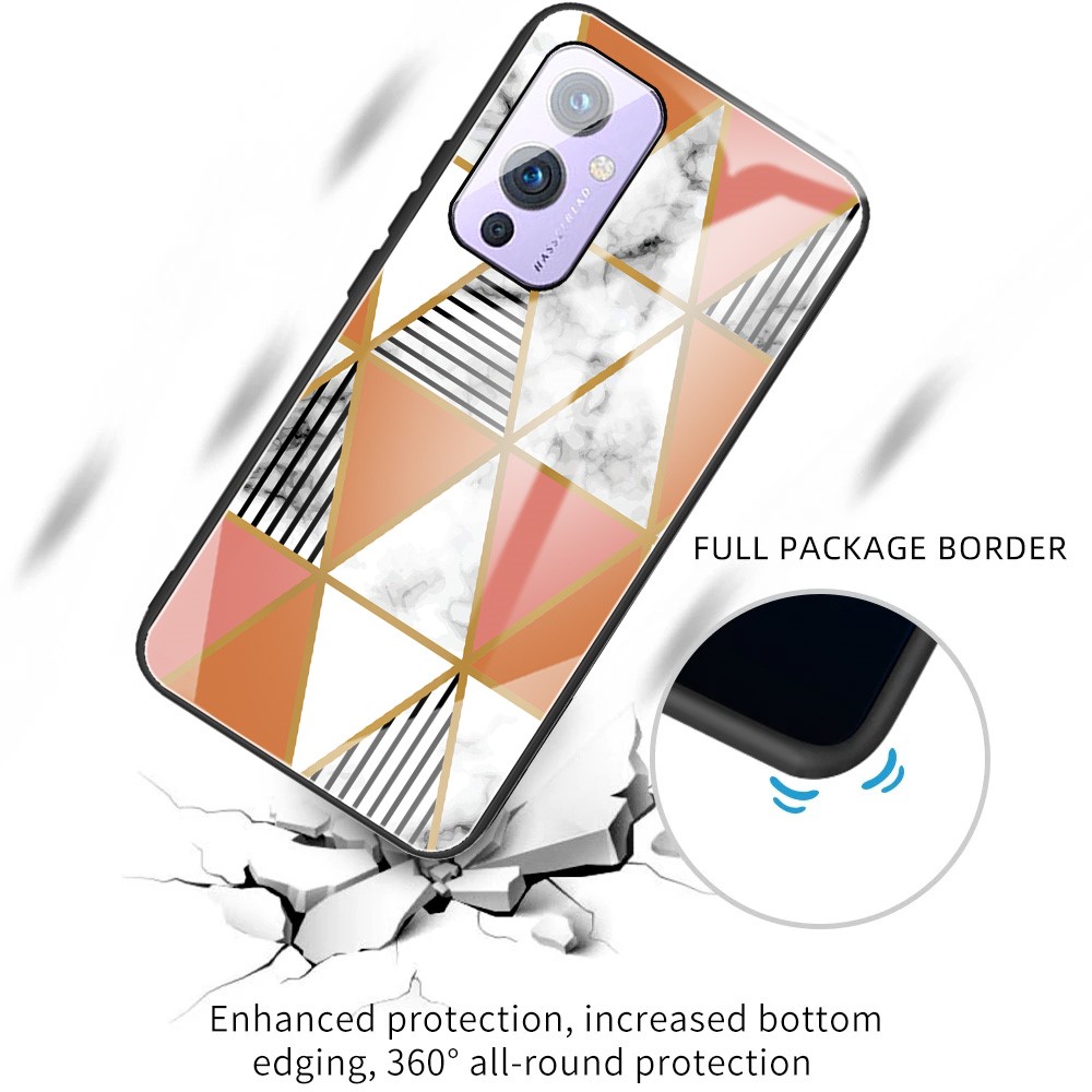 Tempered Glass + TPU Combo Marble Pattern Phone Case Back Cover for OnePlus 9 (EU / US Version) - Style A-2