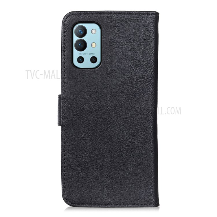 KHAZNEH Retro Style Leather Protector Case Wallet Stand Cover for OnePlus 9R - Black-3