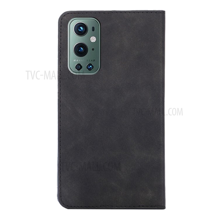 Strong Auto-absorbed Skin-touch Leather Case for OnePlus 9 Pro - Black-3