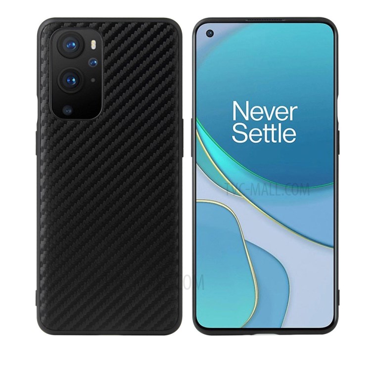 Textured PU Leather Coated Hybrid Phone Cover Shell for OnePlus 9 (EU / US Version) - Carbon Fiber Texture-1