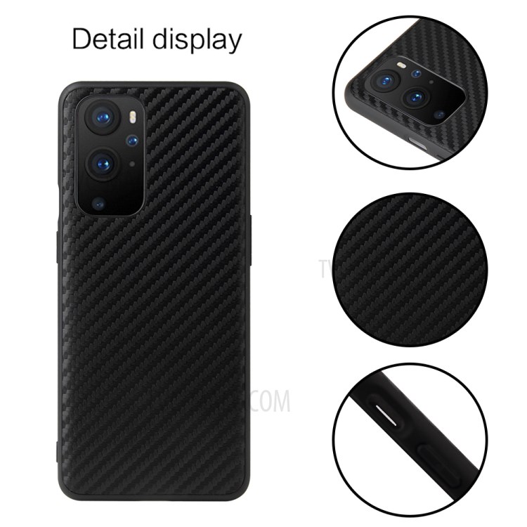 Textured PU Leather Coated Hybrid Phone Cover Shell for OnePlus 9 (EU / US Version) - Carbon Fiber Texture-2
