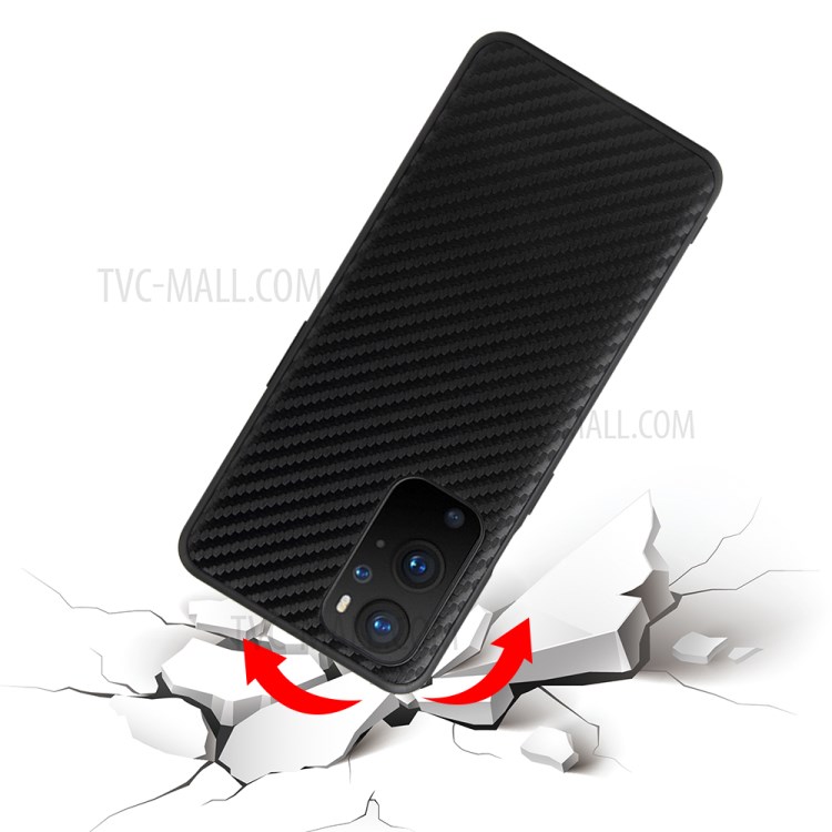 Textured PU Leather Coated Hybrid Phone Cover Shell for OnePlus 9 (EU / US Version) - Carbon Fiber Texture-6