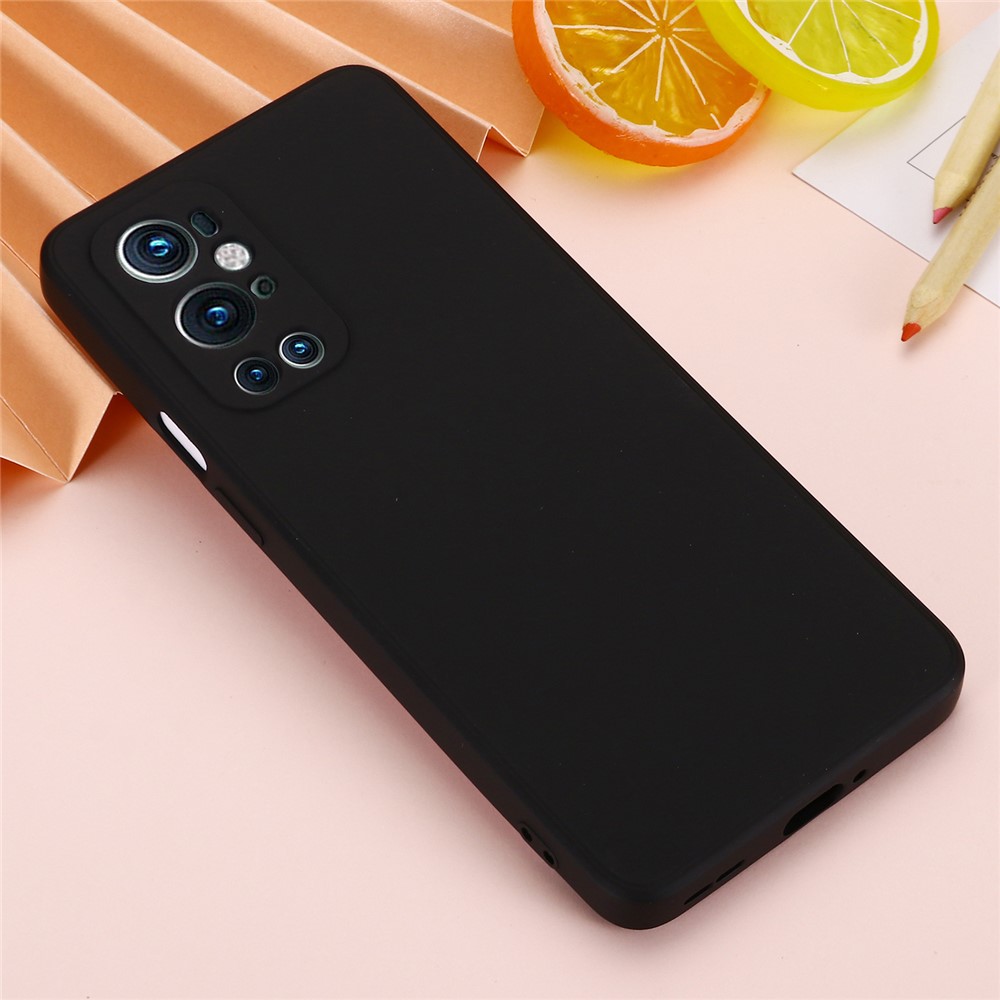 Liquid Silicone Soft Cover Case with Handy Strap for OnePlus 9 Pro - Black-2
