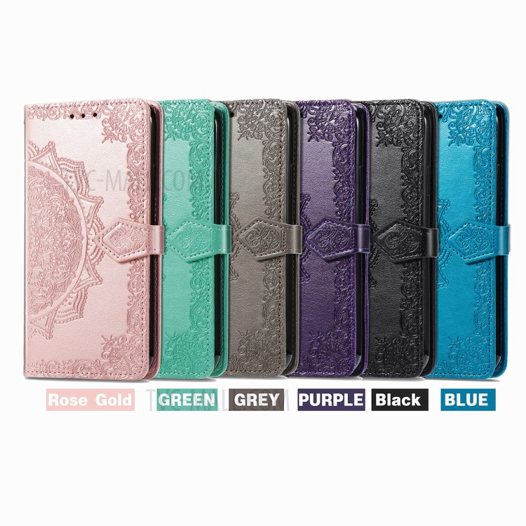 Embossed Mandala Flower PU Leather Case Stand Wallet for OnePlus 9 Pro - Black-13