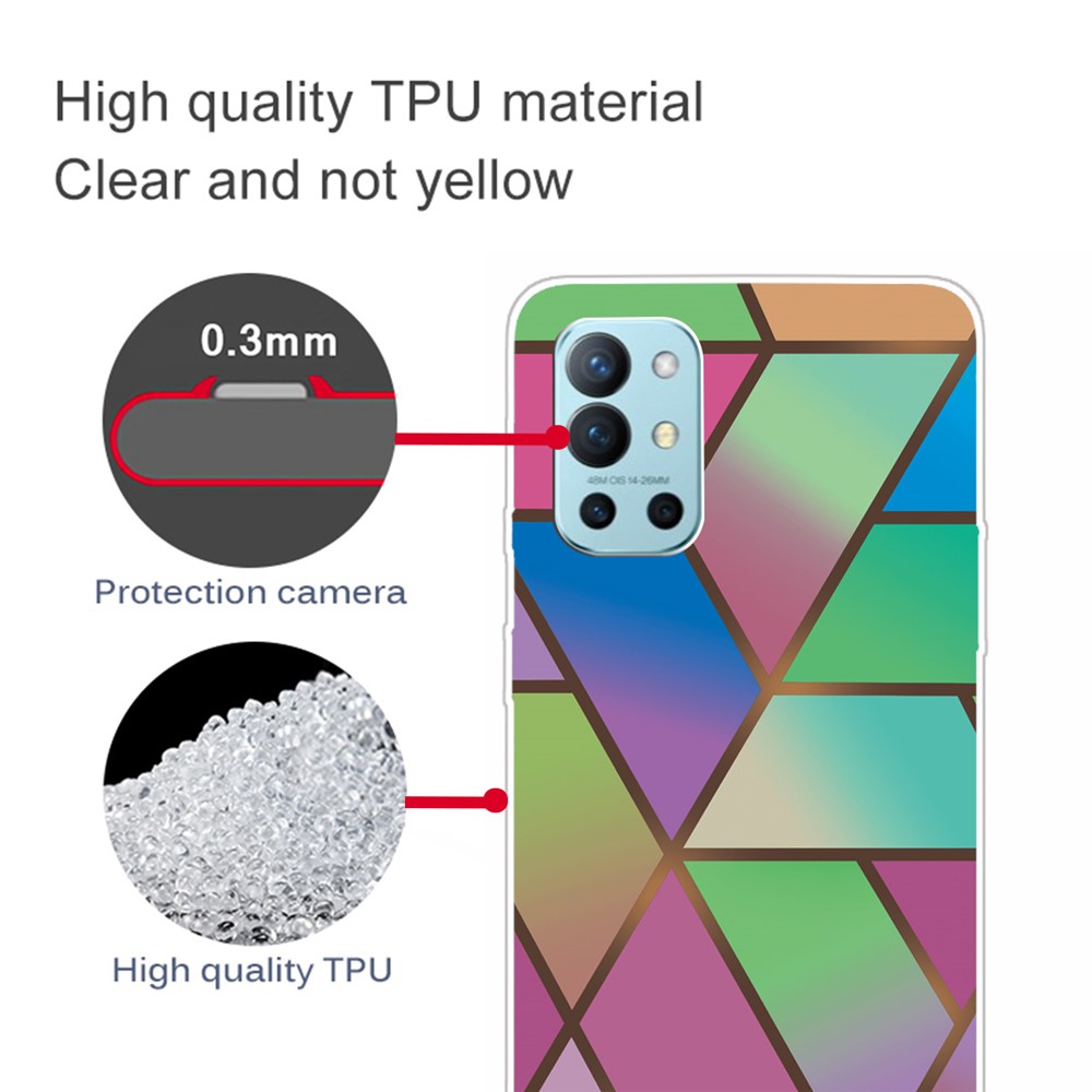 Marble Pattern Design Soft TPU Phone Back Cover Case Protector for OnePlus 9R - Style A-4
