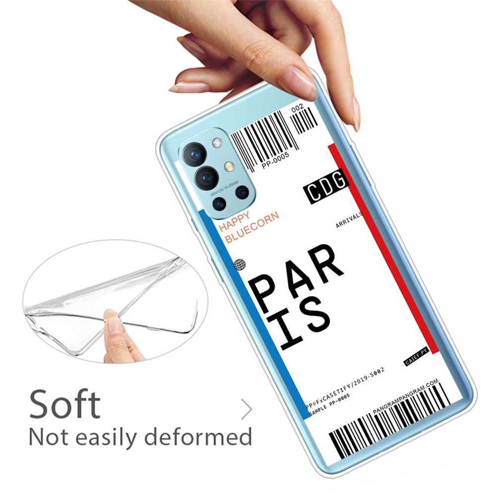 Boarding Check Pattern Printing Cell Phone Cover Shell for OnePlus 9R - Paris-3