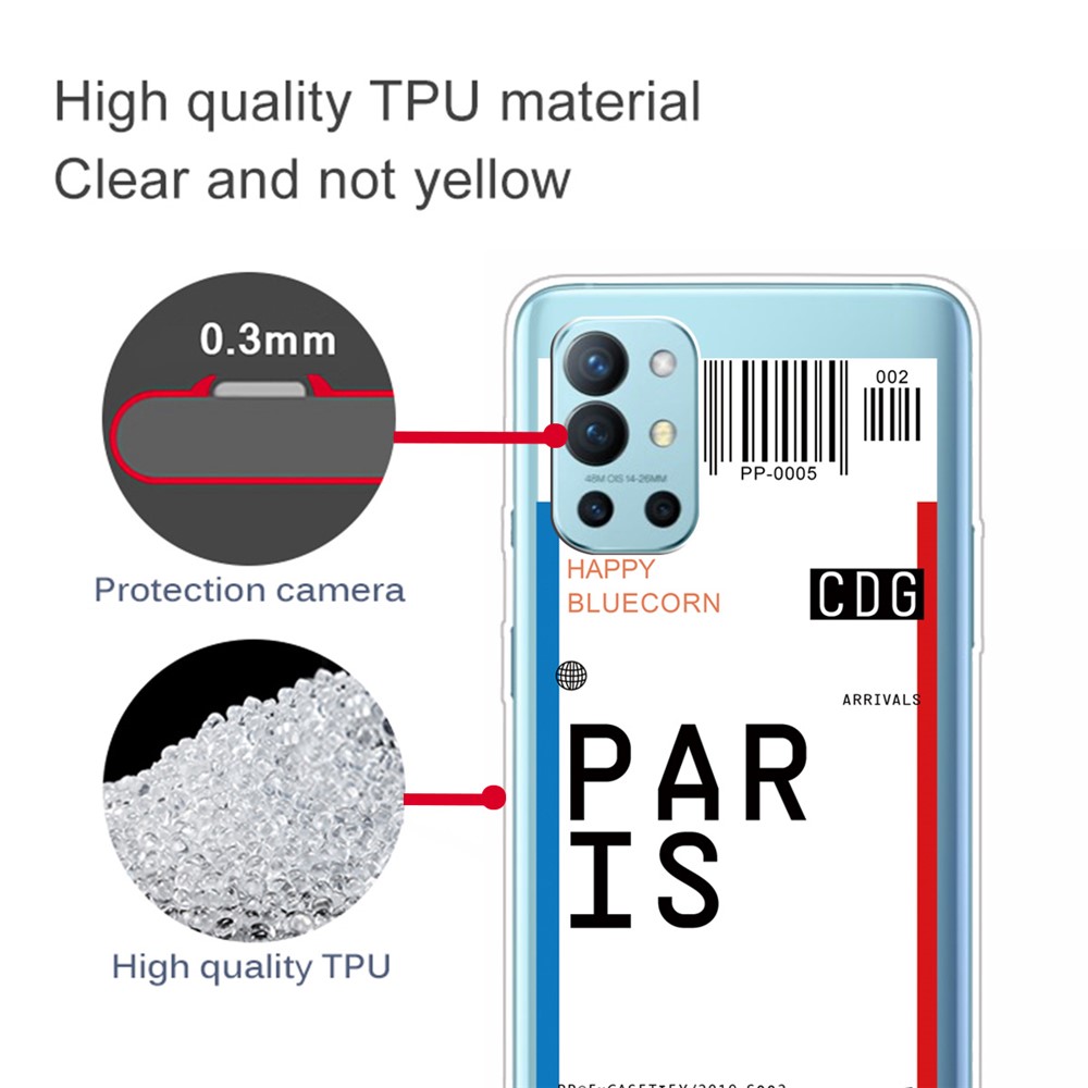 Boarding Check Pattern Printing Cell Phone Cover Shell for OnePlus 9R - Paris-4
