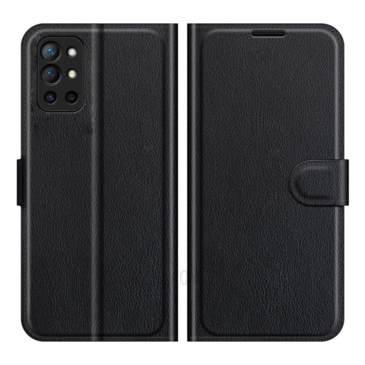 Litchi Texture Leather Wallet Phone Stand Case Cover for OnePlus 9R - Black-1