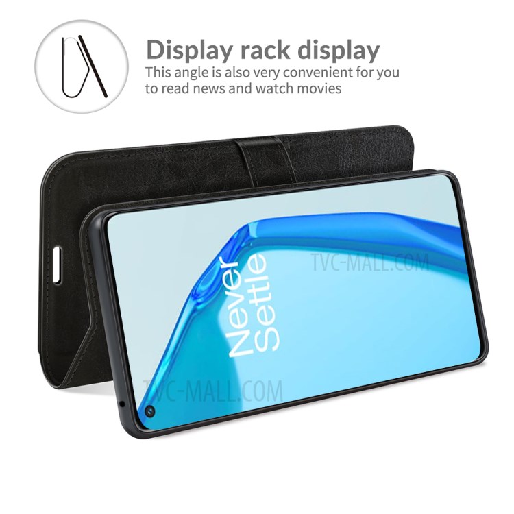 Crazy Horse Texture Leather Wallet Case for OnePlus 9R - Black-4