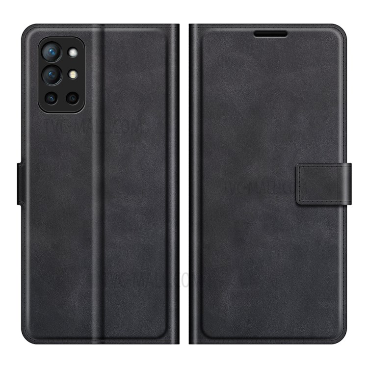 Magnetic Square Clasp Leather Wallet Stand Protective Case Cover for OnePlus 9R - Black-1
