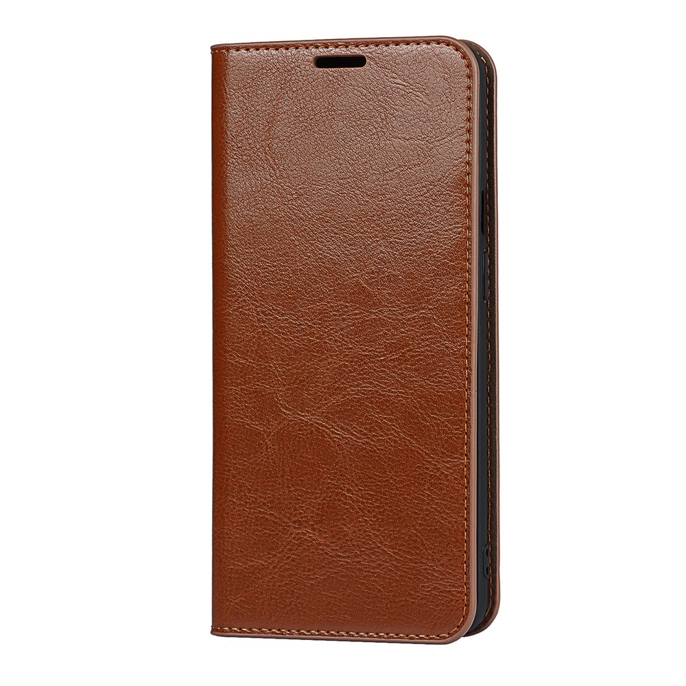 Crazy Horse Texture Genuine Leather Protective Case Wallet Stand Phone Cover for OnePlus 9 Pro - Brown-8