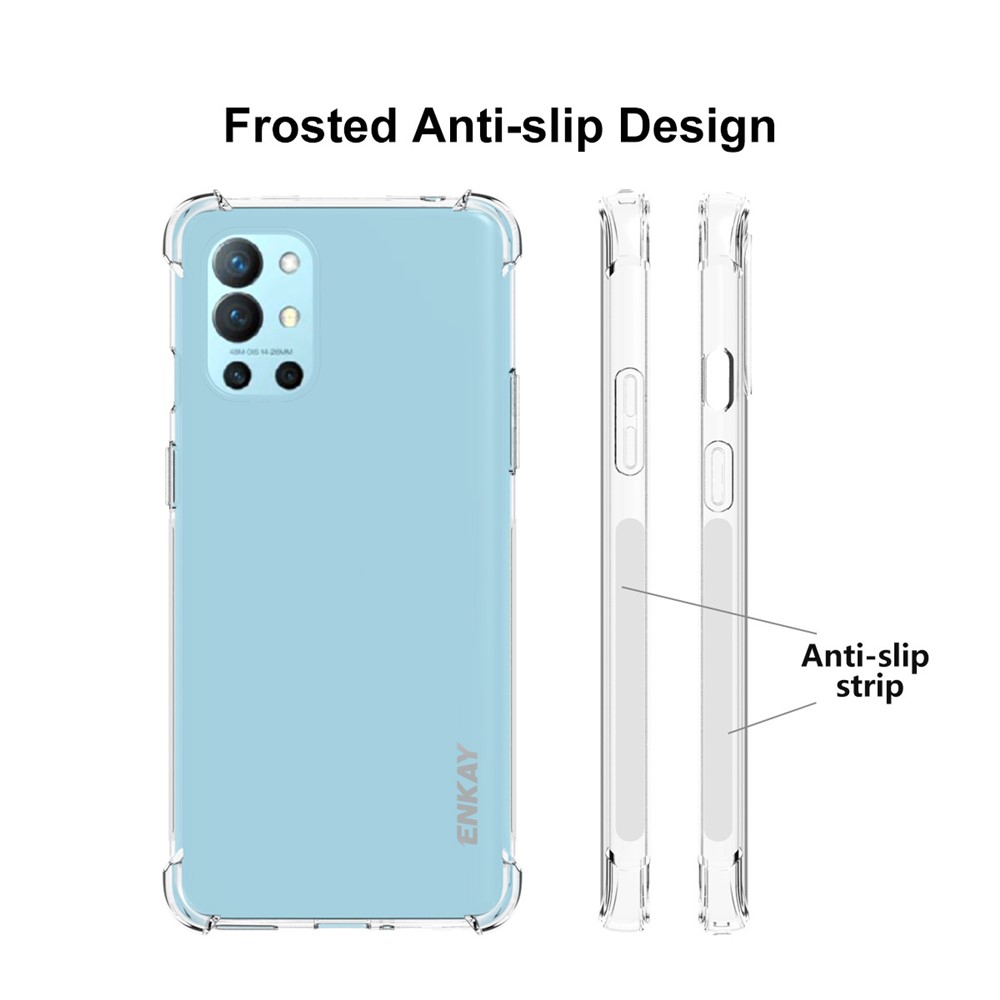 ENKAY Anti-slip Strip Design Thickened 4 Corners Airbag Flexible Transparent TPU Cover Case for OnePlus 9R-4