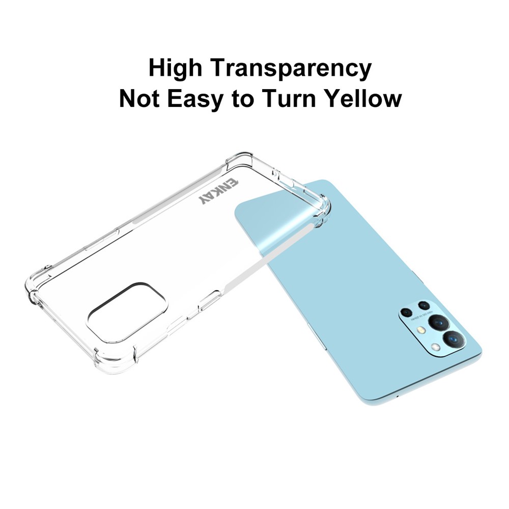 ENKAY Anti-slip Strip Design Thickened 4 Corners Airbag Flexible Transparent TPU Cover Case for OnePlus 9R-5