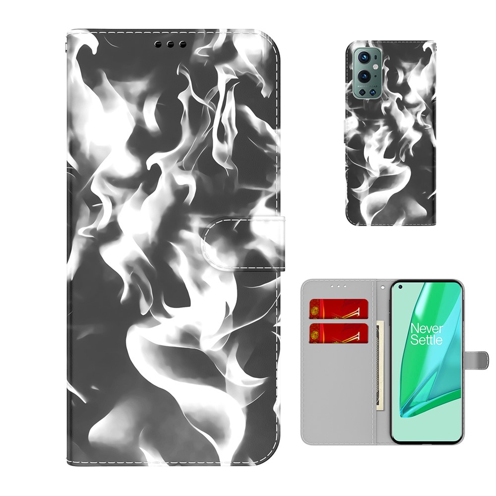 Full Protection Fog Pattern Printing Leather Wallet Design Stand Phone Cover for OnePlus 9 Pro - Black-5