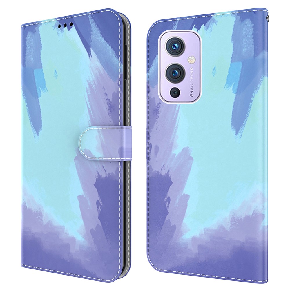 Stylish Watercolor Leather Phone Cover Case for OnePlus 9 (EU / US Version) - Winter Snow-1