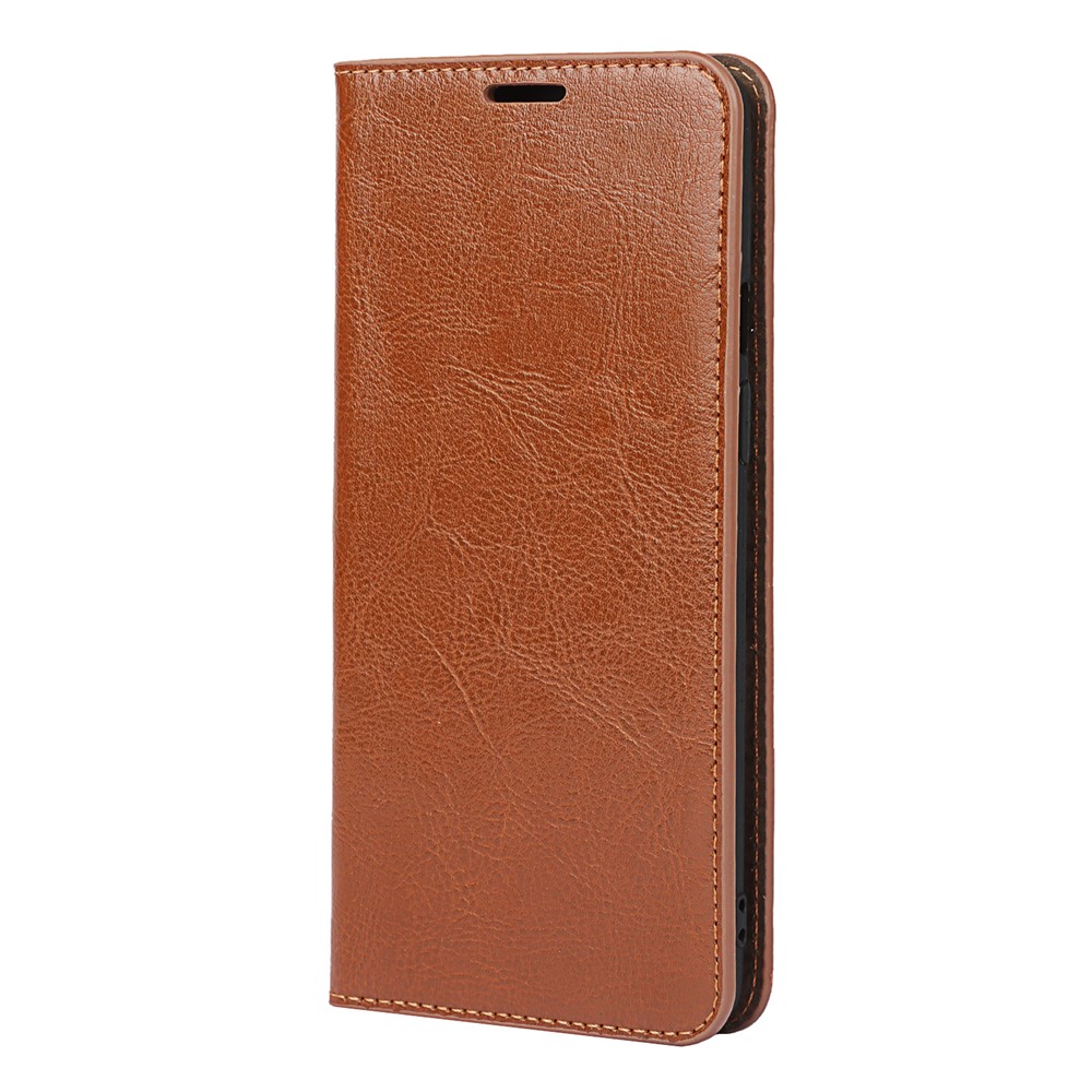 Crazy Horse Skin Genuine Leather Stand Wallet Phone Case Cover for OnePlus 9 (EU / US Version) - Brown-2