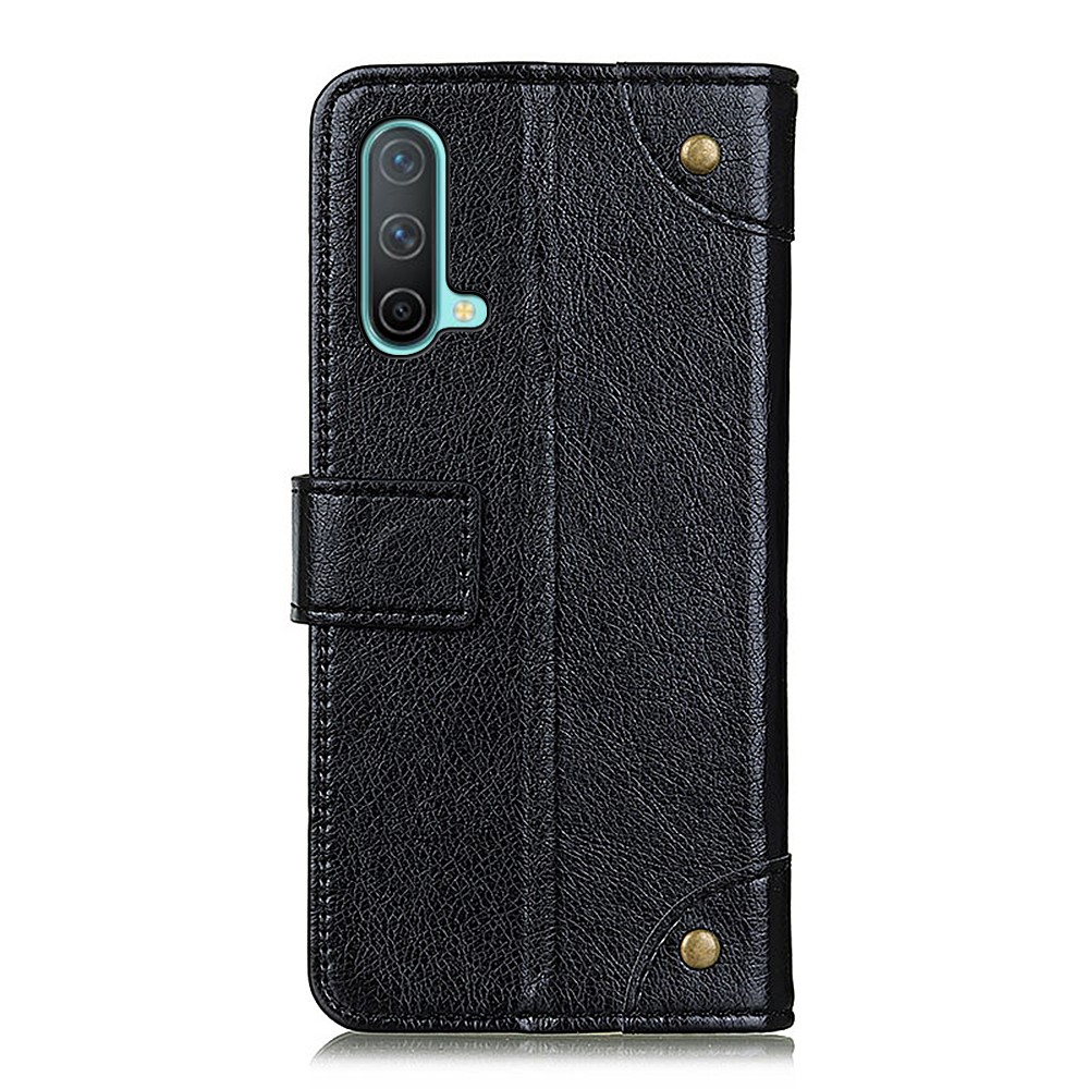 Nappa Texture Leather Case Cover for OnePlus Nord CE 5G Phone Full Protective Wallet Stand Shell - Black-3