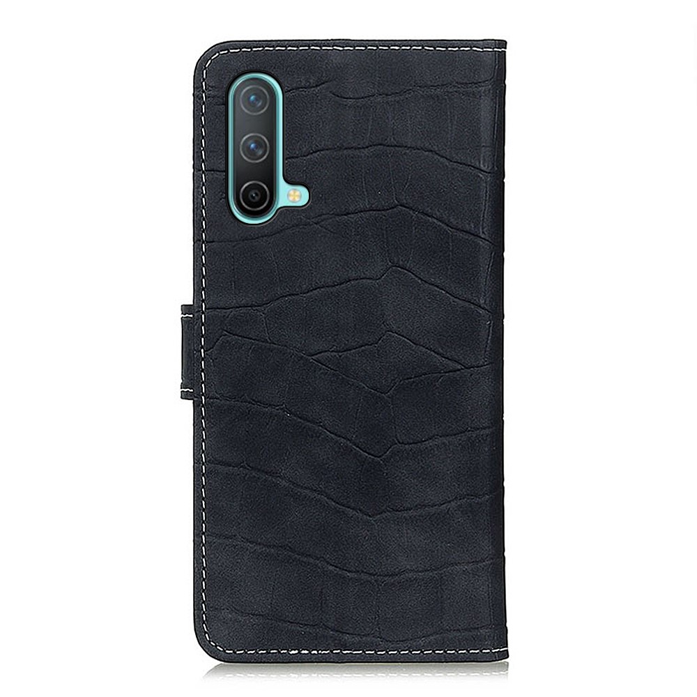 Crocodile Texture Folio Flip Leather Wallet Stand Mobile Phone Full Protection Case for OnePlus Nord CE 5G - Black-3