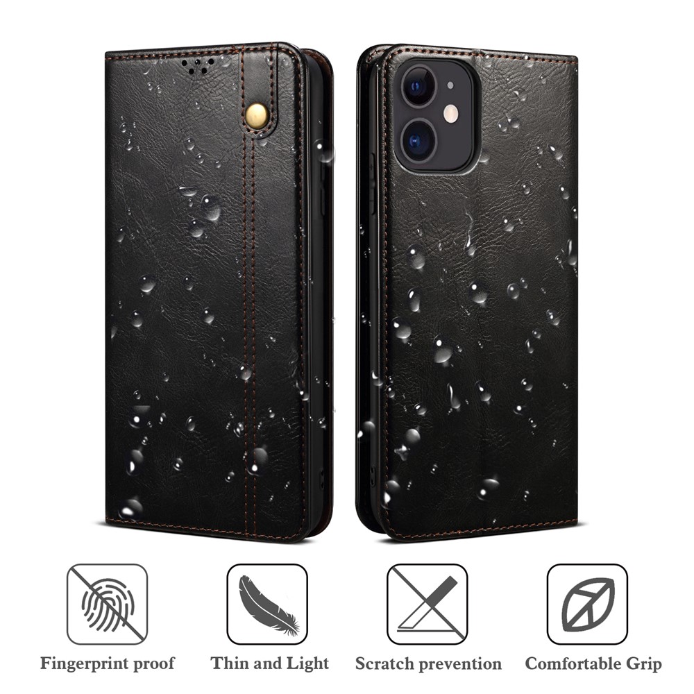 Wallet Stand Design Oil-Waxy Leather Phone Case for OnePlus Nord CE 5G - Black-10