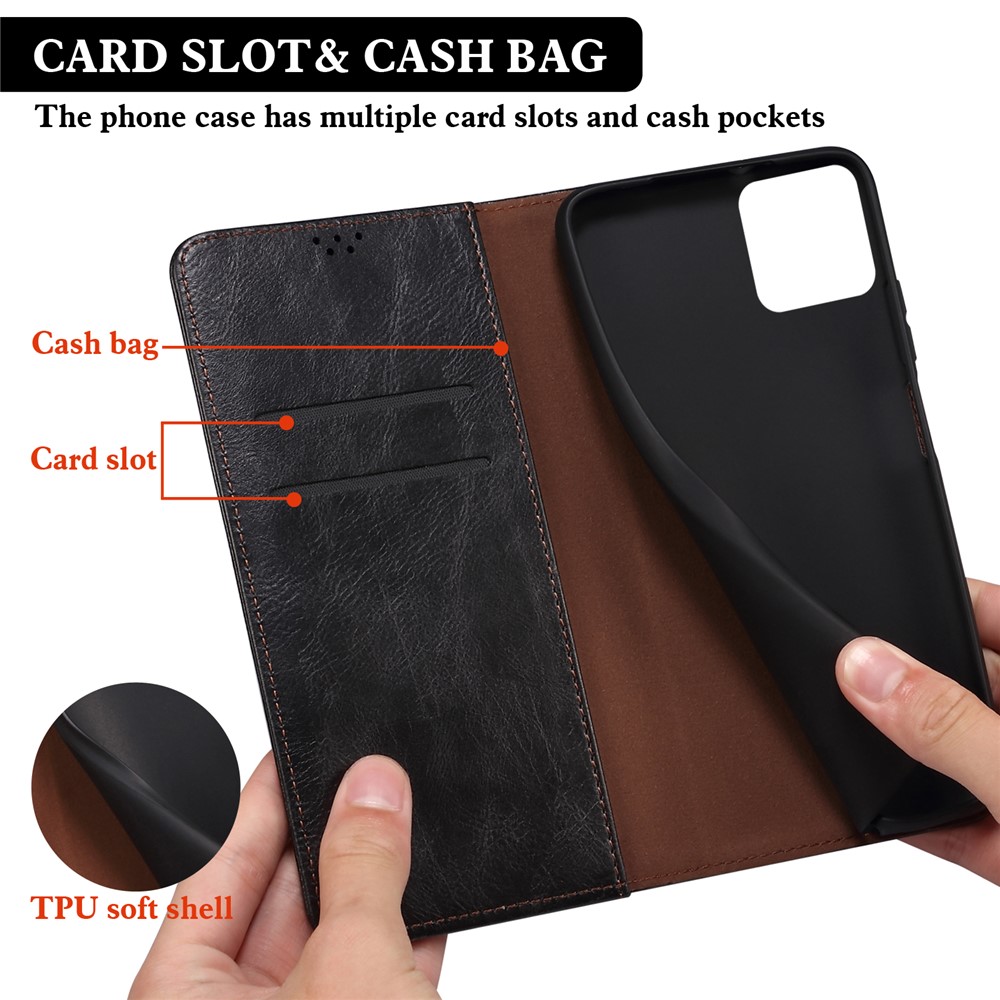Wallet Stand Design Oil-Waxy Leather Phone Case for OnePlus Nord CE 5G - Black-11