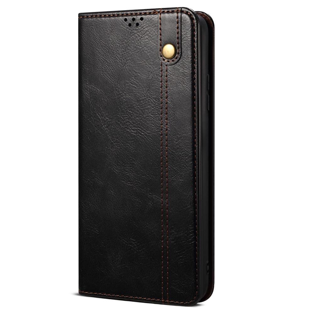 Wallet Stand Design Oil-Waxy Leather Phone Case for OnePlus Nord CE 5G - Black-12