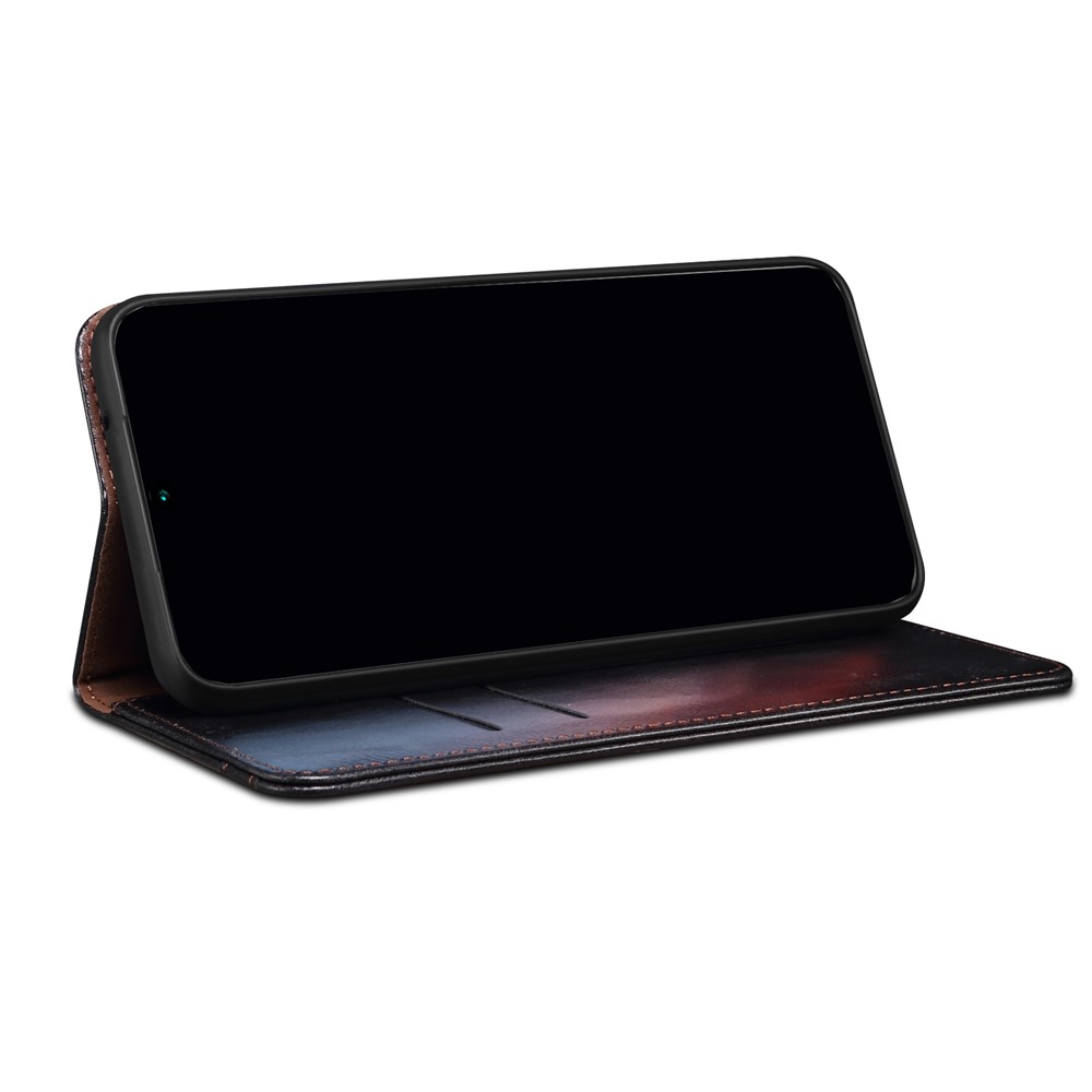Wallet Stand Design Oil-Waxy Leather Phone Case for OnePlus Nord CE 5G - Black-17