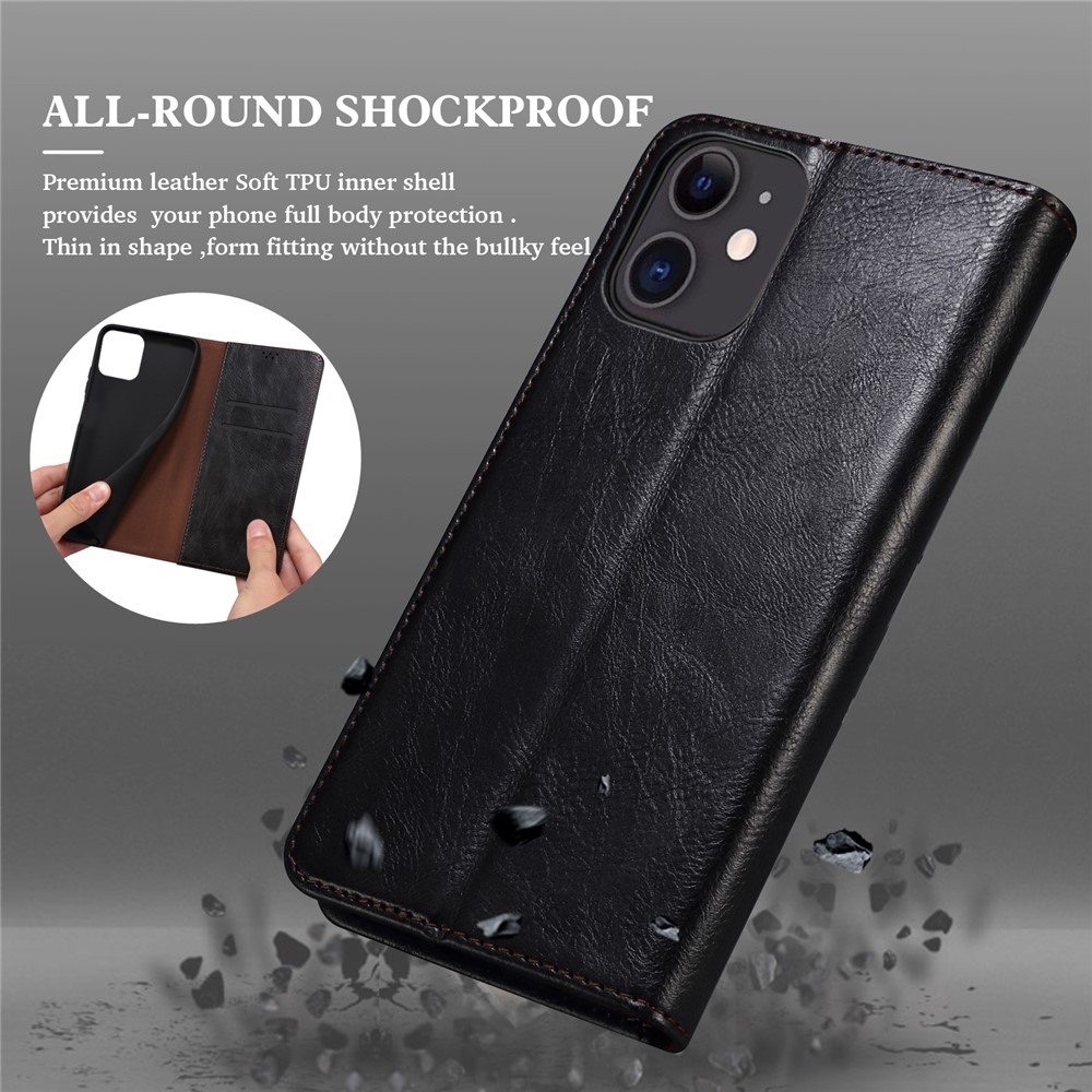 Wallet Stand Design Oil-Waxy Leather Phone Case for OnePlus Nord CE 5G - Black-4