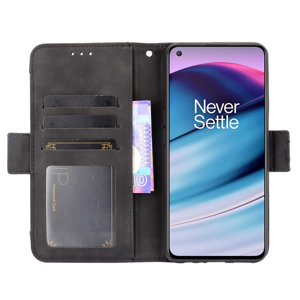 Magnetic Full Body Protection Shockproof Flip Leather Wallet Stand Protective Case with Multiple Card Slots for OnePlus Nord CE 5G - Black-4