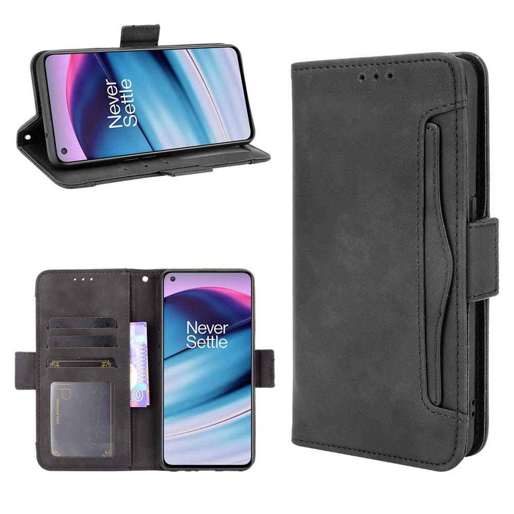 Magnetic Full Body Protection Shockproof Flip Leather Wallet Stand Protective Case with Multiple Card Slots for OnePlus Nord CE 5G - Black-9