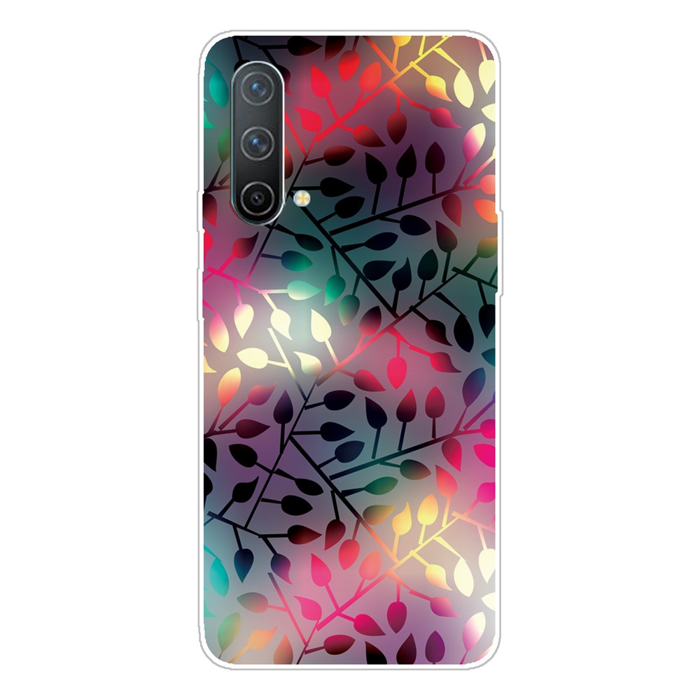 Non-Slip Drop Tested Soft TPU Bumper Pattern Pattern Design Case for OnePlus Nord CE 5G - Treasures Leaves-1