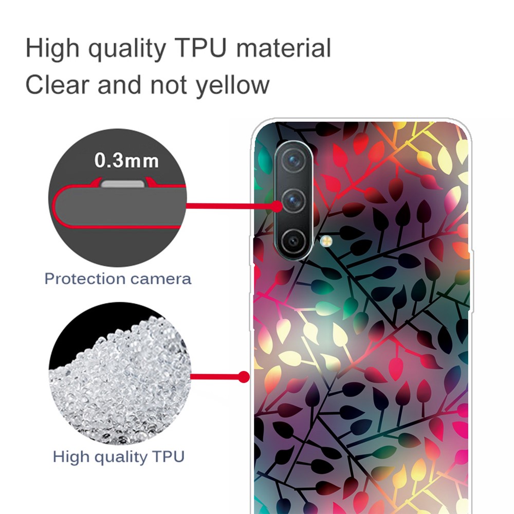 Non-Slip Drop Tested Soft TPU Bumper Pattern Pattern Design Case for OnePlus Nord CE 5G - Treasures Leaves-3
